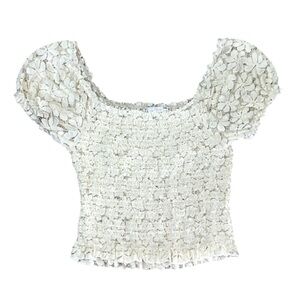 Ten Sixty Sherman Ivory Smocked Eyelet Lace Top - Size Small